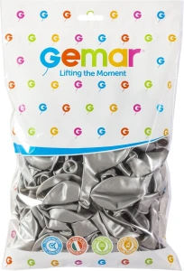Balon gumowy metalizowany srebrna 300mm 12cal (GM110/sr/38)