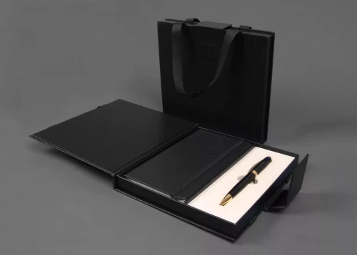 Zestaw piśmienniczy PREMIUM SYMPHONY CZARNO-ZŁOTY DŁUG.+NOTES W ETUI PREMIUM Cresco (8500012-03)