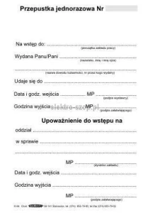 Druk samokopiujący przepustka wstępu jednorazowa A6 100k. Stolgraf (K96)