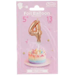 Balon foliowy różowo-złoty 13 cm cyfra 4 Godan (BC-5RZ4)