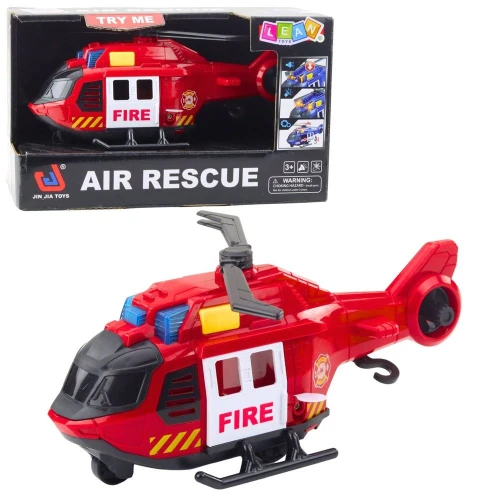 Helikopter Strażacki Z Dźwigiem Światła Dźwięki Czerwony Lean (21483)
