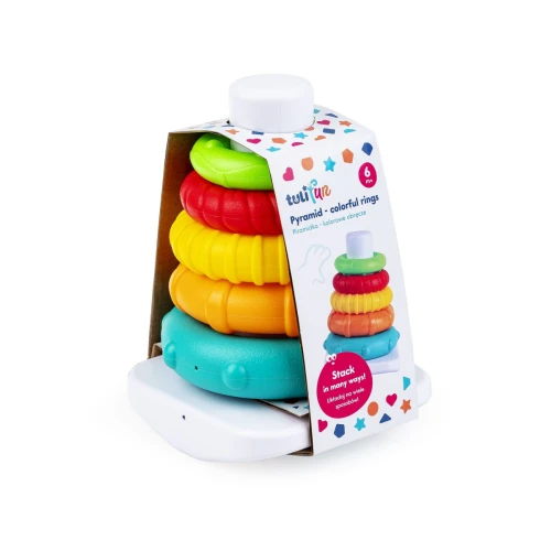 Układanka PIRAMIDKA KOLOROWE OBRĘCZE Tuli Fun (TF30128)
