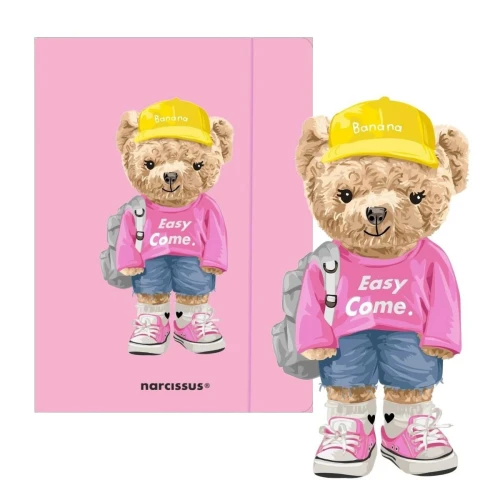 Teczka kartonowa na gumkę Teddies& Miś Urszula A4 mix 270g Narcissus