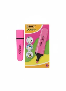 Zakreślacz FLAT HIGHLIGHTER 12 szt 3086123742871 wkład różowy Bic (517963  neon różowy)
