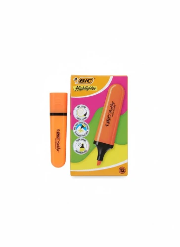 Zakreślacz FLAT HIGHLIGHTER 12 szt 3086123742857 wkład pomarańczowy Bic (517961  neon pomarańczowy)