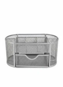 Przybornik na biurko JUMBO srebrny srebrny metal Tres (5a)