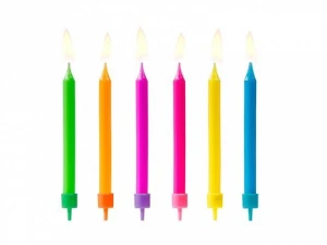 Świeczka urodzinowa Kolorowe, mix 6 kolorów 6,5cm/6szt. Partydeco (SCP-4)