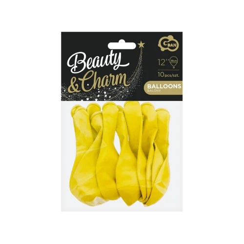 Balon gumowy Beauty&Charm, pastelowe 10 szt. żółty 300mm 12cal Godan (CB-1PZO)