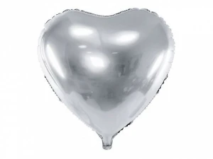 Balon foliowy Serce, 61cm, srebrne 24cal Partydeco (FB23M-018)