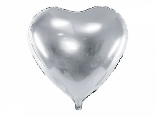 Balon foliowy Serce, 61cm, srebrne 24cal Partydeco (FB23M-018)