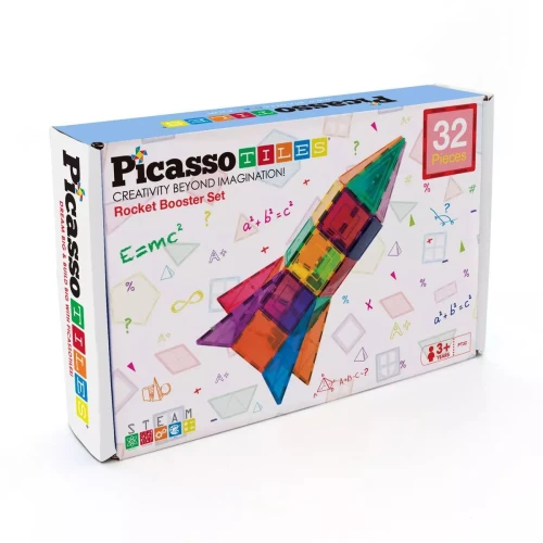 Klocki magnetyczne PICASSO TILES Zestaw Rakieta 32 Elementy Orbico Sp. Z O.o. (PTE32)
