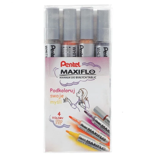 Marker suchościeralny wkład 4 kolory 1,1-2,2mm okrągła końcówka Pentel (MWL5S-4W)