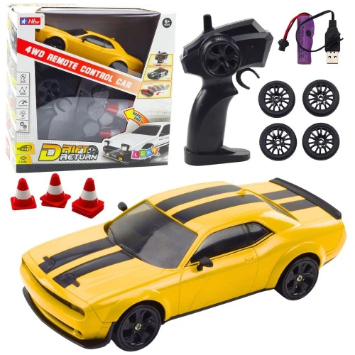 Samochód Sportowe Do Driftu Wymienne Koła Zdalnie Sterowany RC 4WD Żółte Sport Lean (22683)