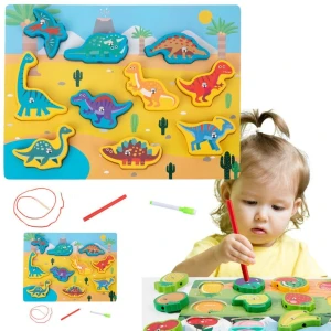 Układanka Drewniana Magnesy Sznurek Do Przeplatania Dinozaury Lean (22029)