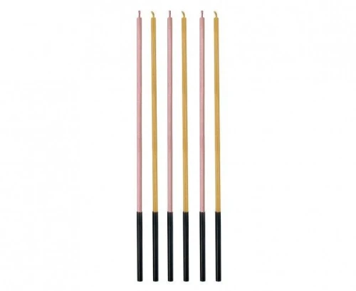 Świeczka urodzinowa metaliczne, róż/złoty, 3x3x170mm, 6szt cm Godan (7C-SMRZ)
