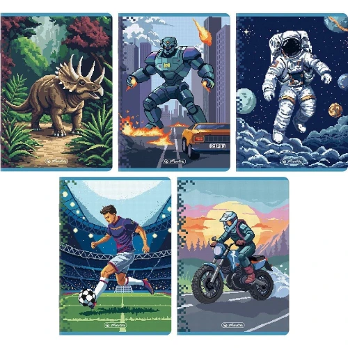 Zeszyt PREMIUM PIXEL FUN A5 32k. 70g linia podwójna kolorowa Herlitz (400207520)
