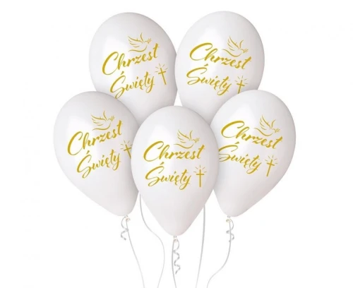 Balon gumowy Chrzest Św. (krzyż) biały 330mm 13cal Godan (GMS120/CHK)