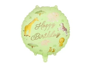 Balon foliowy pastylka Happy Birthday Safari 18cal Partydeco (FB388)