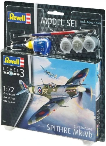 Model do sklejania Set myśliwiec Spitfire MK.Vb. Skala 1:72 Revell (63897)