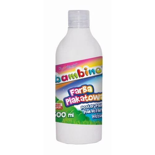 Farby plakatowe Bambino w butelce 500 ml kolor: biały 500ml 1 kolor. Bambino (biała)