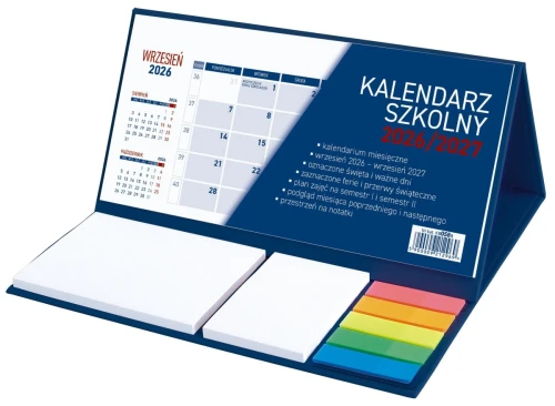 Kalendarz biurkowy szkolny z notesem granatowy A5 204mm x 210mm Wydawnictwo Wokół Nas (KB058B)