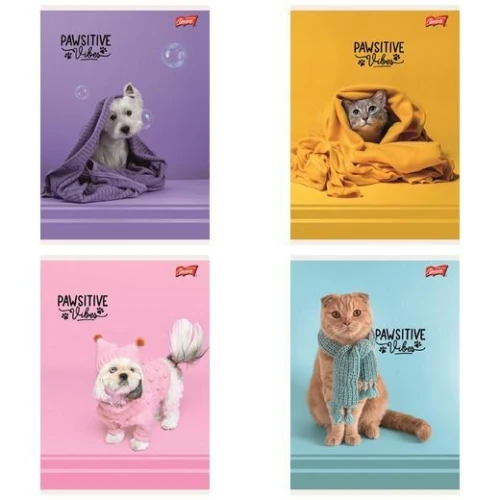 Zeszyt A5 Pawsitive Vibes 32k. 70g podwójna linia kolor Unipap