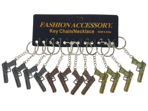 Brelok metalowy - pistolet, karta 12szt. Adar (603868)