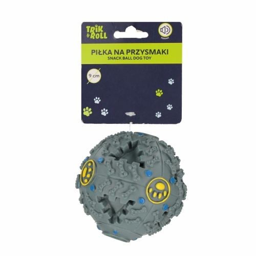 Gadżet Piłka dla psa z dźwiękiem 9cm na przysmaki  szara Trik Roll (560688)