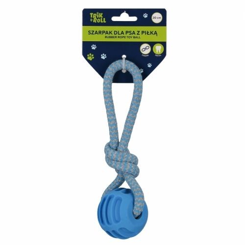Gadżet Zabawka dla psa Szarpak 20 cm z piłką niebieski Trik Roll (560875)