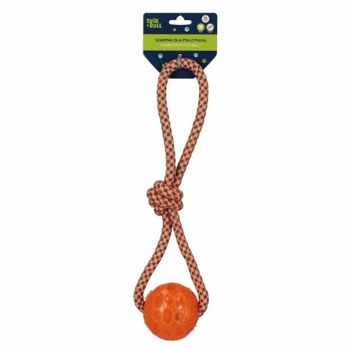 Gadżet Zabawka dla psa Szarpak 36 cm z piłką pomarańczowy Trik Roll (560883)