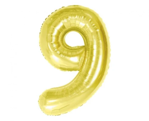 Balon foliowy Cyfra 9, Light gold, 85 cm Godan (BC-HLG9)