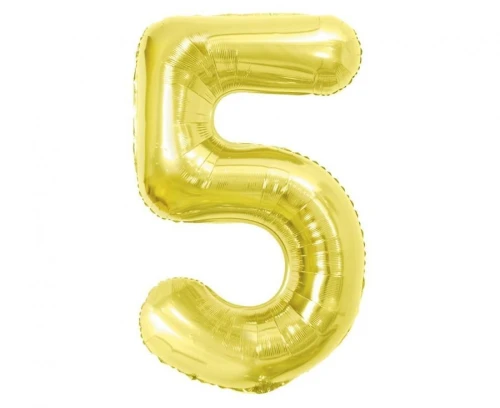 Balon foliowy Cyfra 5, Light gold, 85 cm Godan (BC-HLG5)