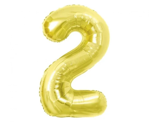 Balon foliowy Cyfra 2, Light gold, 85 cm Godan (BC-HLG2)