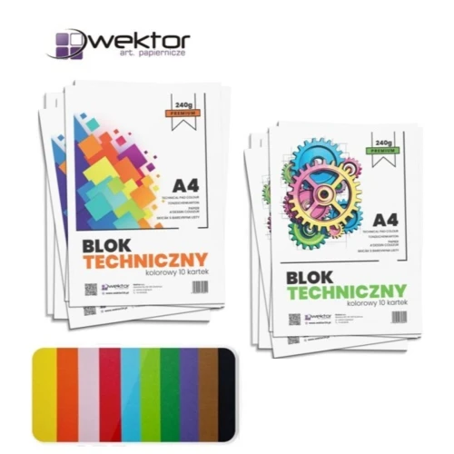 Blok techniczny A4 kolorowy 240g 10k Wektor (5906395356041)