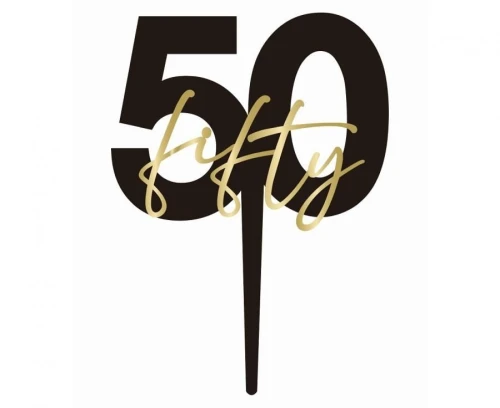 Dekoracja na tort Topper na tort 50. urodziny „fifty” Godan (PF-TO50)