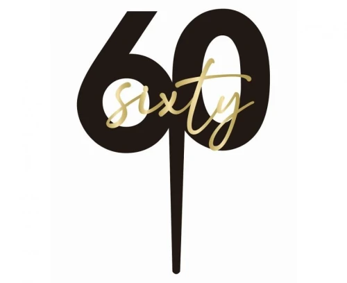 Dekoracja na tort Topper na tort 60. urodziny „sixty” Godan (PF-TO60)