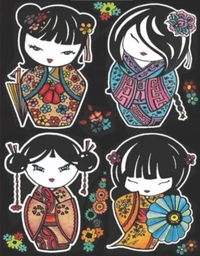 Kolorowanka Laleczki Kokeshi (CVCM039)