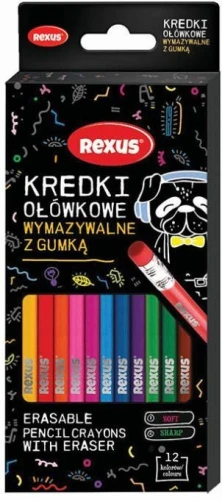 Kredki ołówkowe Teens wymazywalne 12 kol. Rexus (63346)
