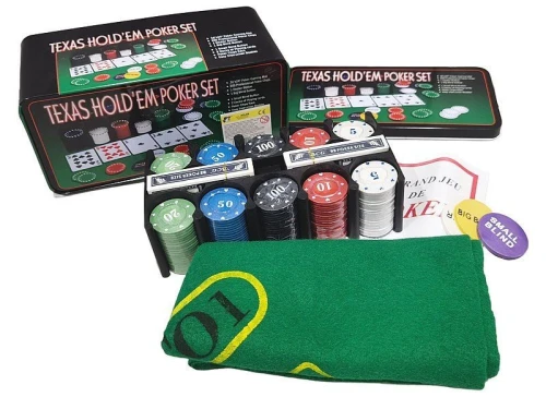 Gra karciana zestaw do pokera w metalowym pudełku Adar (637047)