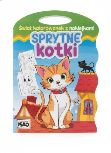 Książeczka edukacyjna Świat kolorowanek z naklejkami. Sprytne kotki Niko