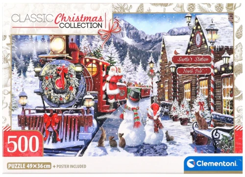Puzzle 500 elementów Train Station Snowaman Boże Narodzenie 500 el. Clementoni (35627)
