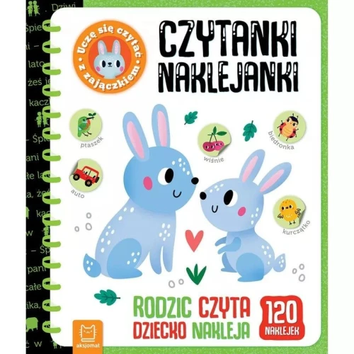 Książka dla dzieci CZYTANKI-NAKLEJANKI. UCZĘ SIĘ CZYTAĆ Z ZAJĄCZKIEM. RODZIC CZYTA, DZIECKO NAKLEJA