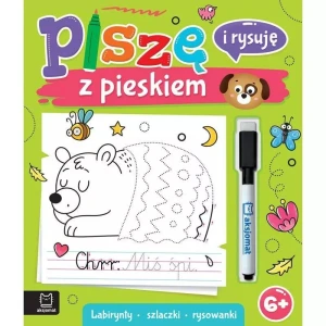 Książka dla dzieci Piszę i rysuję z pieskiem. Labirynty, szlaczki, rysowanki. Ścieralny pisak