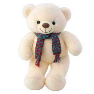 Pluszak Maskotka Przytulanka Miś Kolorowy Szalik Wełniany Biały 55cm [mm:] 550 55cm Lean (22478)