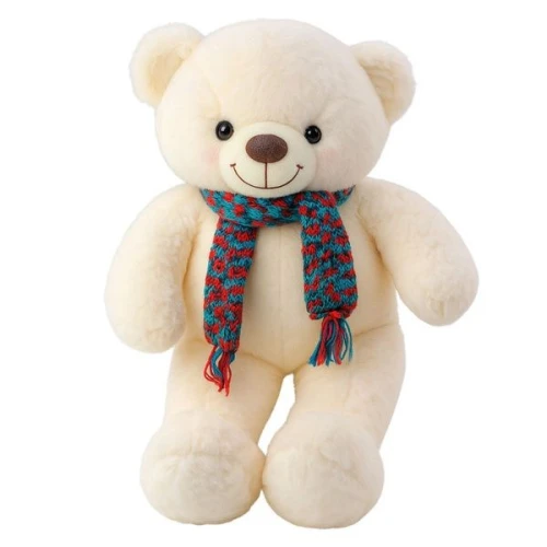 Pluszak Maskotka Przytulanka Miś Kolorowy Szalik Wełniany Biały 55cm [mm:] 550 55cm Lean (22478)