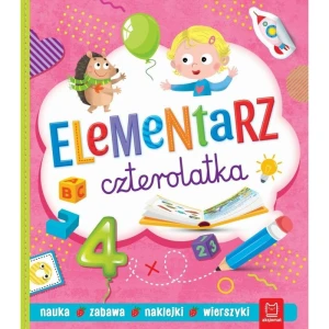 Książka dla dzieci Elementarz czterolatka. Nauka, zabawa, naklejki, wierszyki Aksjomat