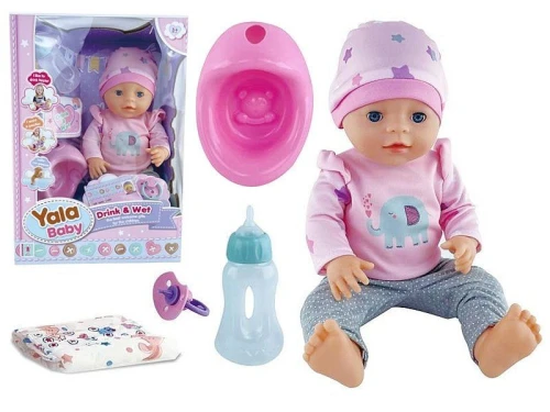 Lalka bobas 40cm, pije i siusia, z nocnikiem, butelką i akcesoriami; 38x26,5x15,5cm [mm:] 400 Adar (638815)