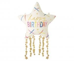 Balon foliowy Gwiazdka 'Happy Birthday' 56x85 cm Godan (BF-BHAP)