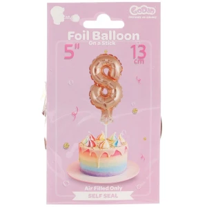 Balon foliowy różowo-złoty 13 cm cyfra 8 Godan (BC-5RZ8)