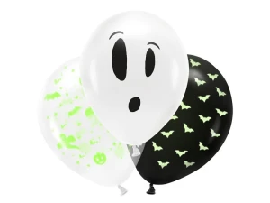 Balon gumowy UV 27cm, BOO!, mix 3 sztuki mix 270mm Partydeco (BU12-1-000-3)
